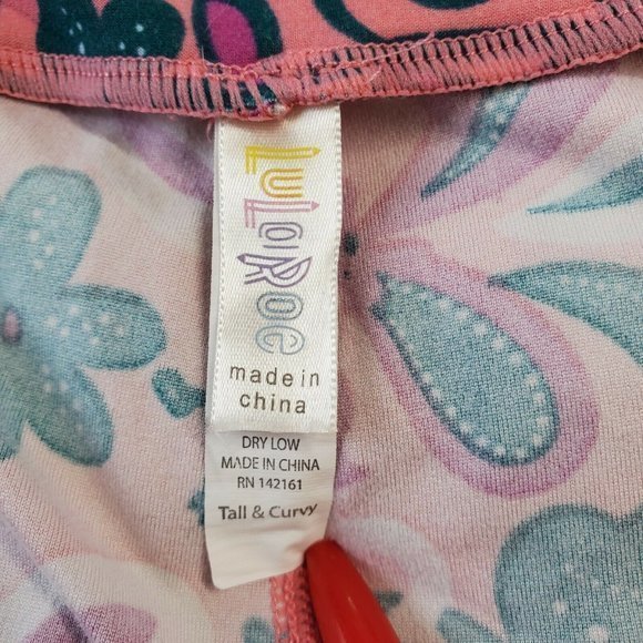 LuLaRoe Leggings Pink‎ Purple Green White Floral Size TC Tall & Curvy - Picture 4 of 12